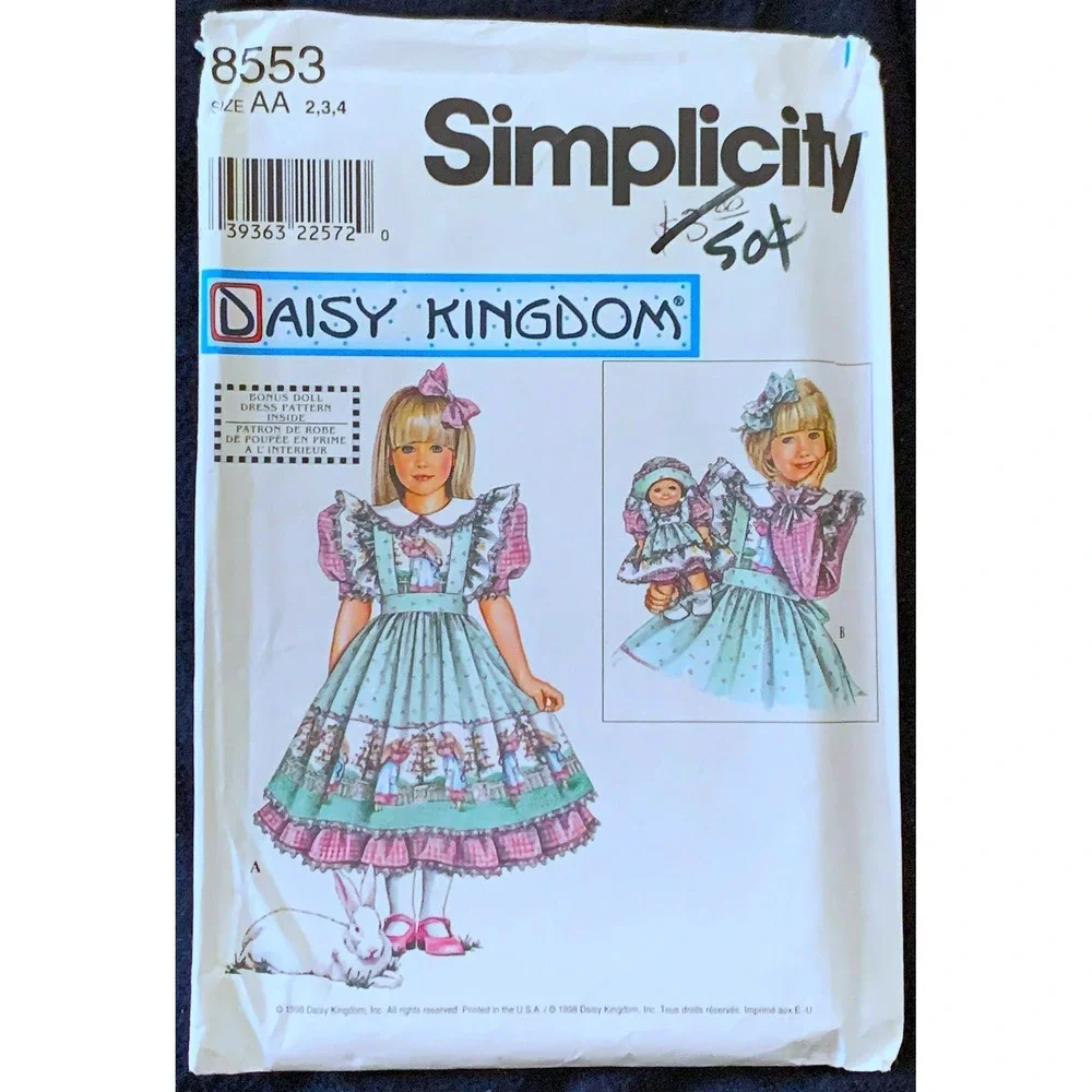 9 DAISY KINGDOM 90s Sew Patterns 6m-8y Girls Big Party Dresses Pinafores Most UC